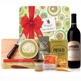 Happy Birthday with Wine & Cheese Board Gift Set 