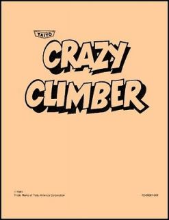 Crazy Climber Game Operations/Service/Repair Manual/Coin Arcade 