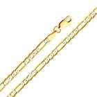 14K 2 Two Tone Yellow & White Gold 3.1mm Figaro White Pave Chain 24 