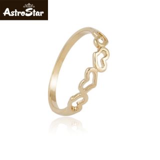   Fashion Girls 18K Rose Gold Plated Four Hearts Sweet Love Finger Ring