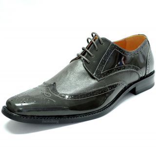 New mens dress shoes formal fashion lace up style patent polished 