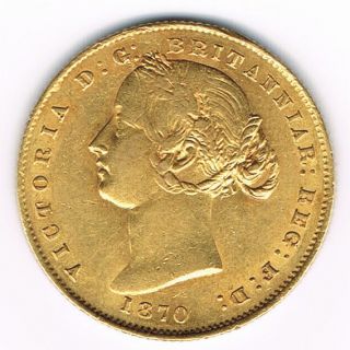 1870 Australia Sydney Mint One Sovereign GOLD coin Queen Victoria Rare