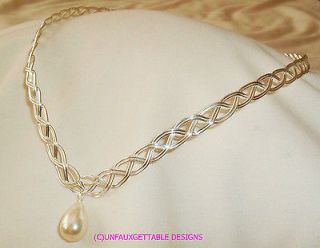 SILVER CELTIC/ELVEN CIRCLET WITH PEARL   ALTERNATIVE TO A TIARA SCA 