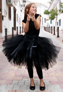 Girls Girl Childs Long Petti TuTu Skirt Black Dress Up Party Dance 