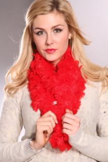 Red Soft Patchy Faux Fur Scarf @ Amiclubwear scarf Online Store 