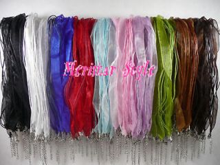 10 Organza Voile Ribbon Cord Necklace MIX of Colors For Crafts or 