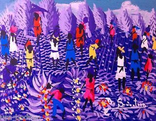 Haitian Haiti Latin American Painting Naive Folk Art Landscape David 