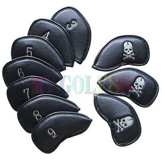   Thick Synthetic Leather Golf Iron Covers Headcovers Skeleton Skull