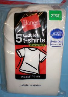 Hanes TB2145 ComfortSoft White 100% Cotton Tagless T Shirts QTY 5