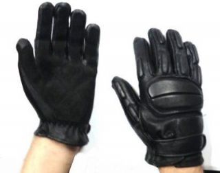 XL SIZE MENS LEATHER POLICE STYLE BIKER MOTORCYCLE PADDED GLOVES NEW