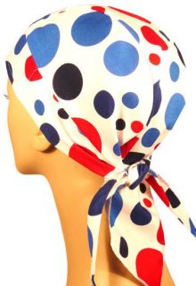   Navy Royal Blue Polka Dot Pattern Headwrap Sweatband Hair Loss Chemo