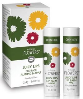 Mineral Flowers Juicy Lips Almond & Apple Duo Pack   Free Delivery 