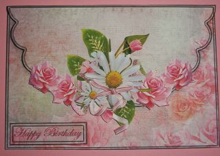 Handmade Greeting Card Envelope Style 3D With Daisies And Roses