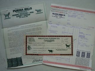   Ralston Purina Checkerboard Feed Dealer Illustrated Paper Lot Antique