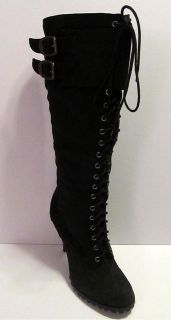   Black Military Lace Up Knee High UK French Connection Gretchen 8,8.5,9