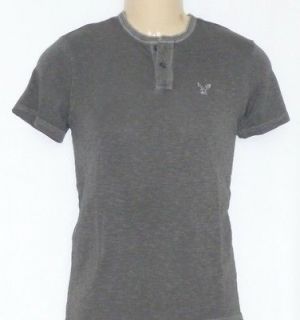 American Eagle Outfitters AEO Mens Gray 2 button Henley Shirt NWT New
