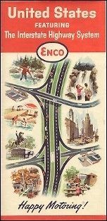 1964 ENCO HUMBLE OIL Interstate Road Map UNITED STATES Florida Texas 