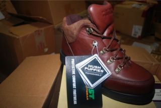 HUSH PUPPIES PROFFECIONALS STEEL TOE HIKING WATERPROOF LEATHER BOOTS 