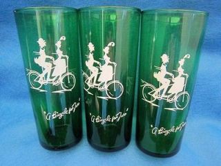 Forest Green Tumblers 16 oz Straight Sides 6.5 BICYCLE BUILT FOR 