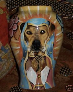 Custom hand painted memorial burial Pet DOG cremation urn for Larger 