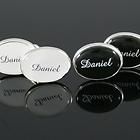 Silver Name Cufflinks 30 Names from Daniel to Francis, Black or White 