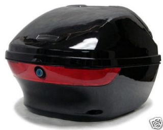 GLOSS BLACK MOTORCYCLE SCOOTER HARD TAIL BOX TRUNK LOCK TOP CASE WITH 