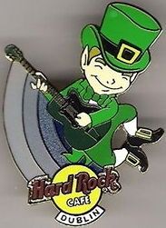 Hard Rock Cafe DUBLIN 2006 Leprechuan Guitar w/ Grey Blue Rainbow PIN 