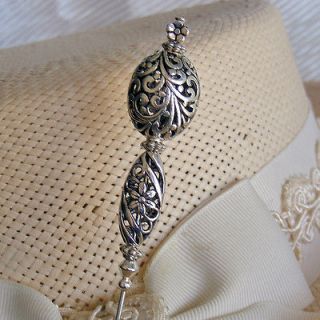 RARE PEWTER SILVER FINISH ORNATE HATPIN   Hat pin WOW 