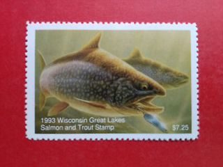 1993 $7.25 Wisconsin Great Lakes Salmon & Trout stamp   MNH (CV $12.00 