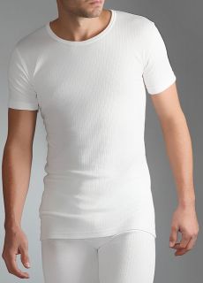 Mens Heat Holder Thermal Short Sleeve Vest T Shirt White