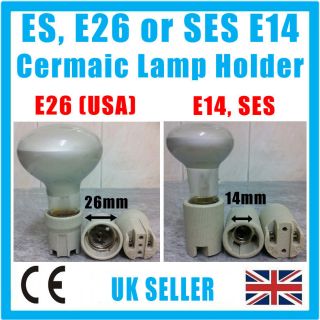   etc.) ES or E14 SES Screw Ceramic Lamp Holder for Heat Bulbs Vivariums