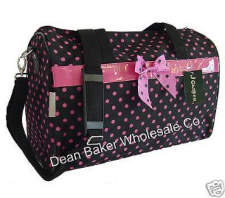 Polka Dot Duffle Black Pink Gym Tote Bag Carry on Luggage