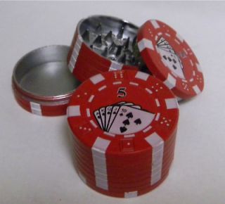 Poker Chip Herb Grinder 3 Piece Metal $5 RED