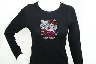 Hello Kitty (Flower) Rhinestone Women Thermal Long Sleeve Shirt
