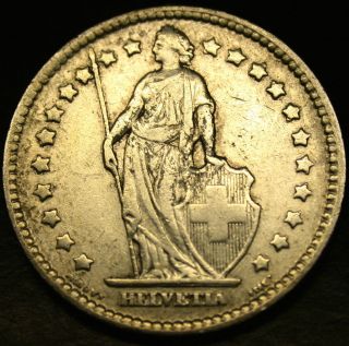 1913 Switzerland 1 Franc SILVER Coin HELVETIA in GORGEOUS SHAPE!