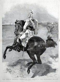 GERMANY Emperor Kaiser Wilheim II in Uniform on Horse, HUGE Antique 