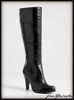 200 New GUESS Black POZINE Leather Knee High TALL Boots Shoes