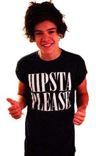 HARRY STYLES ONE DIRECTION HIPSTA PLEASE T SHIRT STANDARD, SLIM AND 