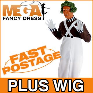 Oompa Loompa Adult Fancy Dress Book Mens Willy Wonka Worker Costume 
