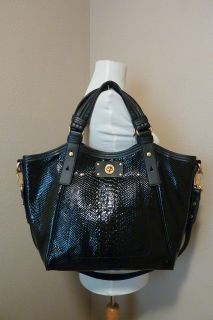 NWT Marc by Marc Jacobs Black Bubbled Leather Turnlock Shine Fran Tote 