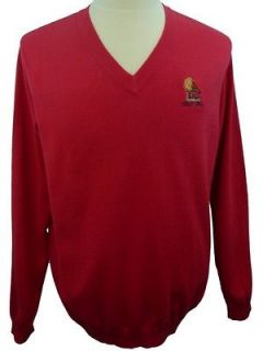  Ian Poulter IJP Design V Neck Sweater Red Cotton Bali Hai Golf Jumper