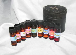 Ritual Anointing Oils Kit with Wood Storage Box Wicca Pagan 