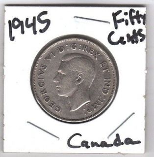 1945 FIFTY CENTS SILVER CANADA COIN (VERY VERY NICE!)