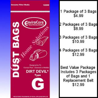 Type G Vacuum Bag fits DIRT DEVIL HAND VAC style G