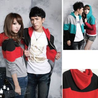   Youngsters Unisex Couple Contrast Color Slim Hoody Jacket Hoodies