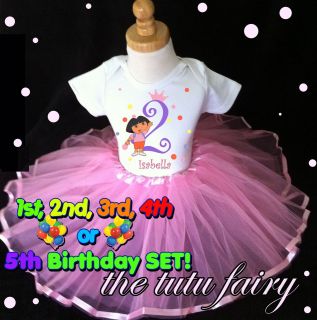  Birthday Light pink ribbon tutu & t shirt set name 2t 3t 4t 5 6 7