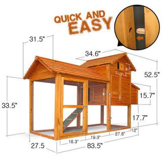    Backyard Wood Chicken Coop Hen House Rabbit Hutch Small Animal Cage