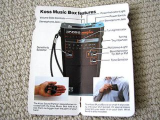 Koss Music Box radio receiver brochure catalogue