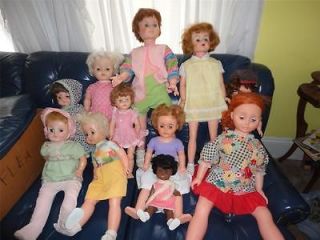 Huge Lot 11 Vintage Vinyl Plastic Dolls 1970s 60s Uneeda EEGEE 29 w 