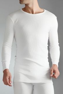 Mens Heat Holder Thermal Long Sleeve Vest T Shirt White